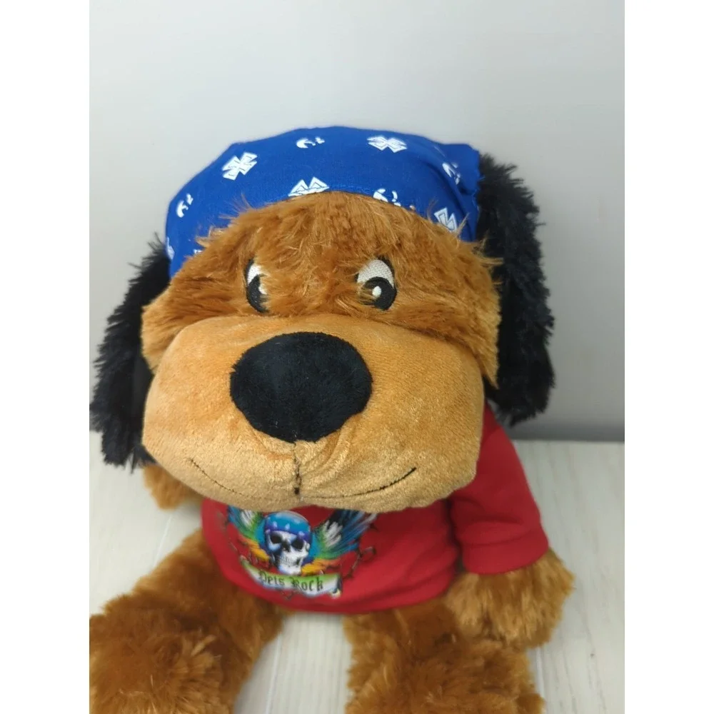 PetSmart Bret Michaels Chance Squeaker Plush Brown Dog Toy red shirt blue scarf